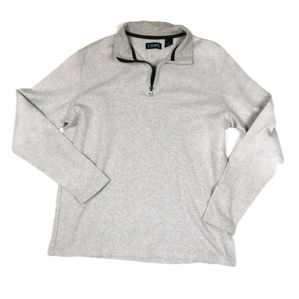 Chaps Lightweight Sweatshirt Zip Neck Cotton - Picture 1 of 10